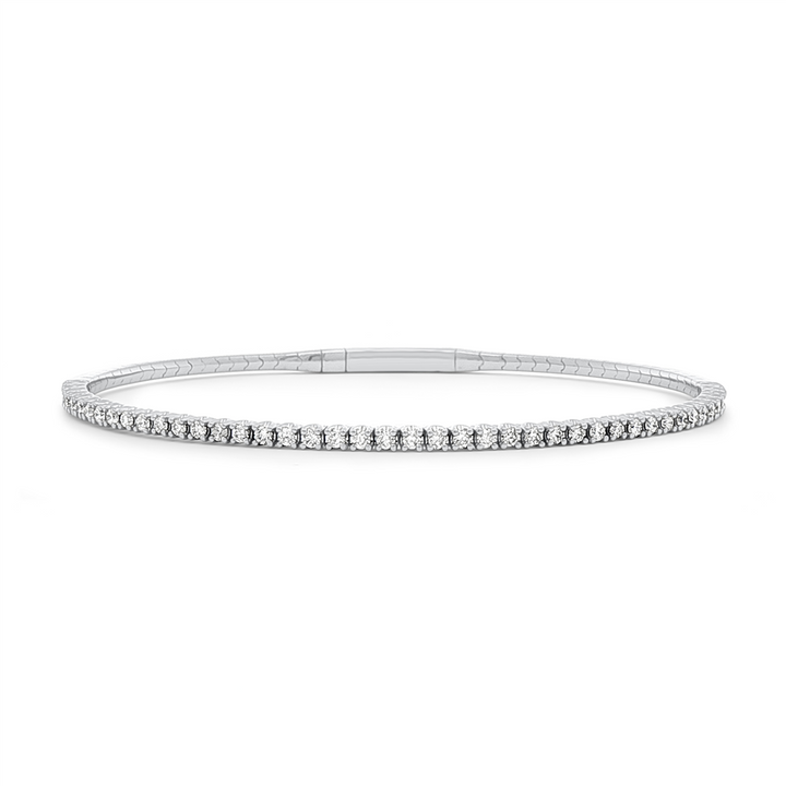 14K White Gold Diamond Flexi Bangle Bracelet - 0.75ctw.