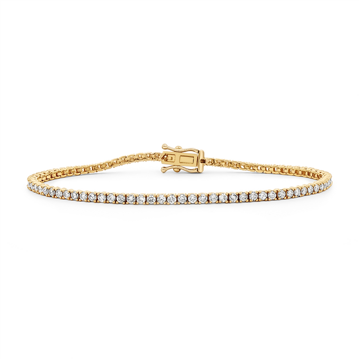 14K Yellow Gold Natural Diamond 2.2mm Tennis Bracelet – 1.93ctw.
