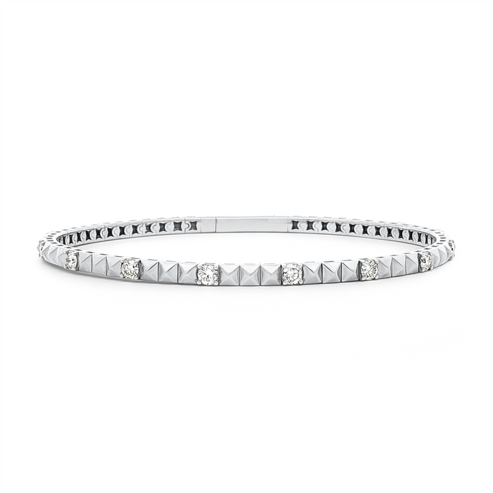 14K White Gold 3-Studded Diamond Flexi Bangle – 1.05ctw.