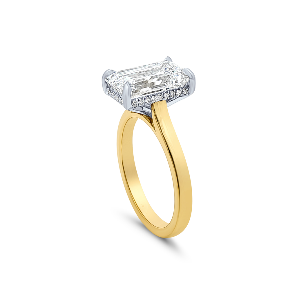 18K Yellow Gold/Platinum Lab Diamond Semi-Mount Engagement Ring – 0.08ctw