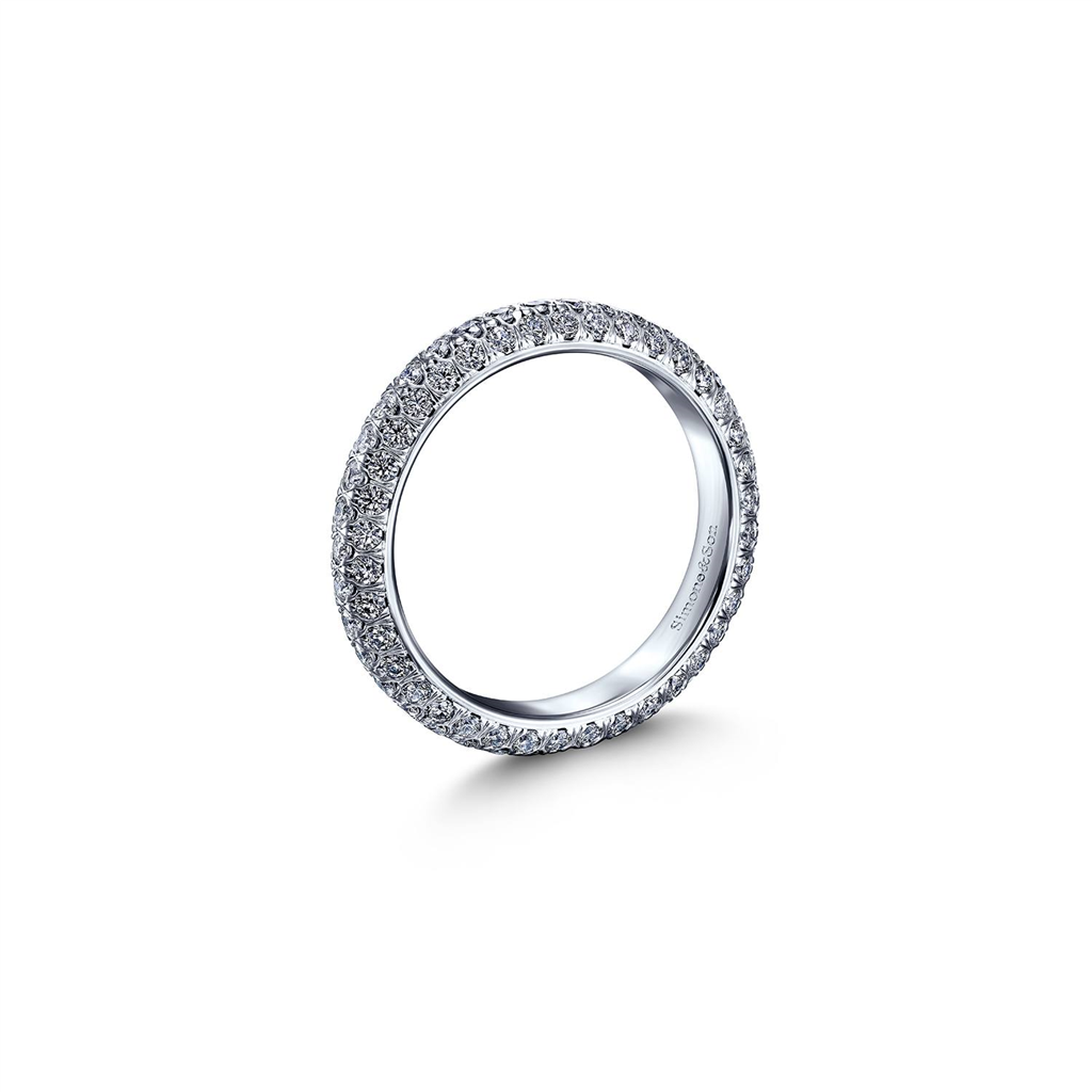 Platinum 3 Row Diamond Band 1.43ctw.