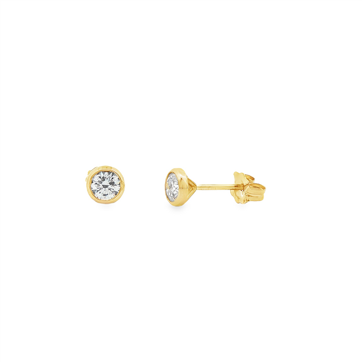14K Yellow Gold Lab Grown Diamond Bezel Stud Earrings – 0.50ctw.