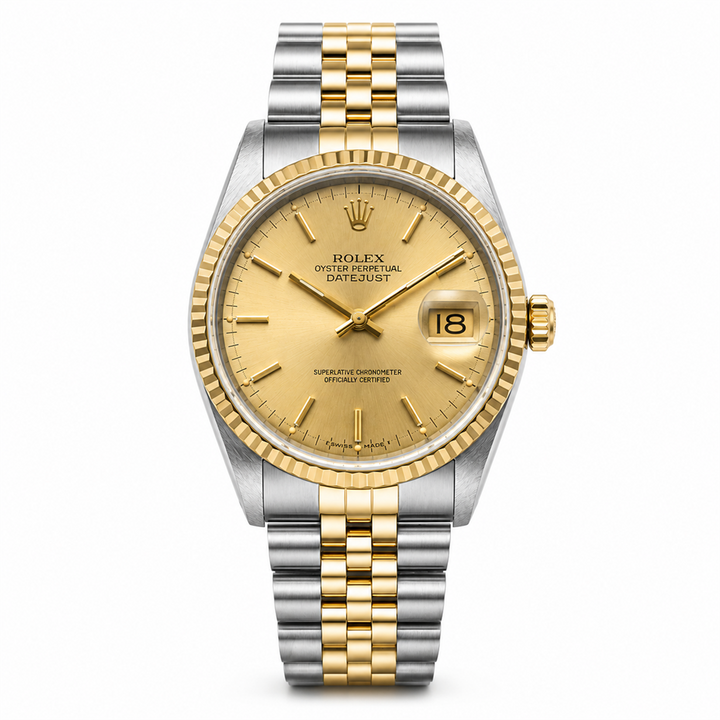Rolex Datejust 36mm Automatic Men's Two-Tone 18K Yellow Gold & Stainless Steel Watch 16233 Champagne Dial