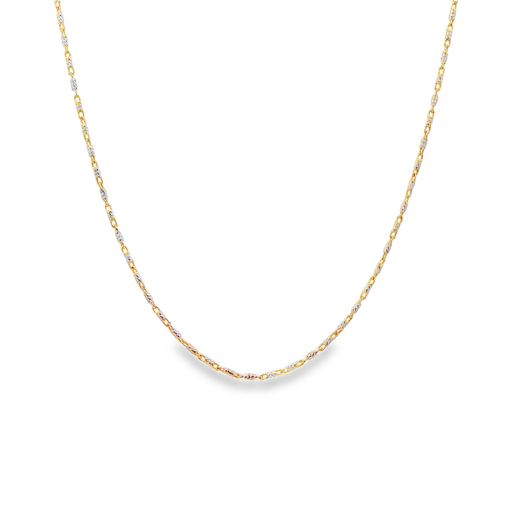 14K Yellow Gold 0.9mm Diamond-Cut Adjustable Bar Link Chain