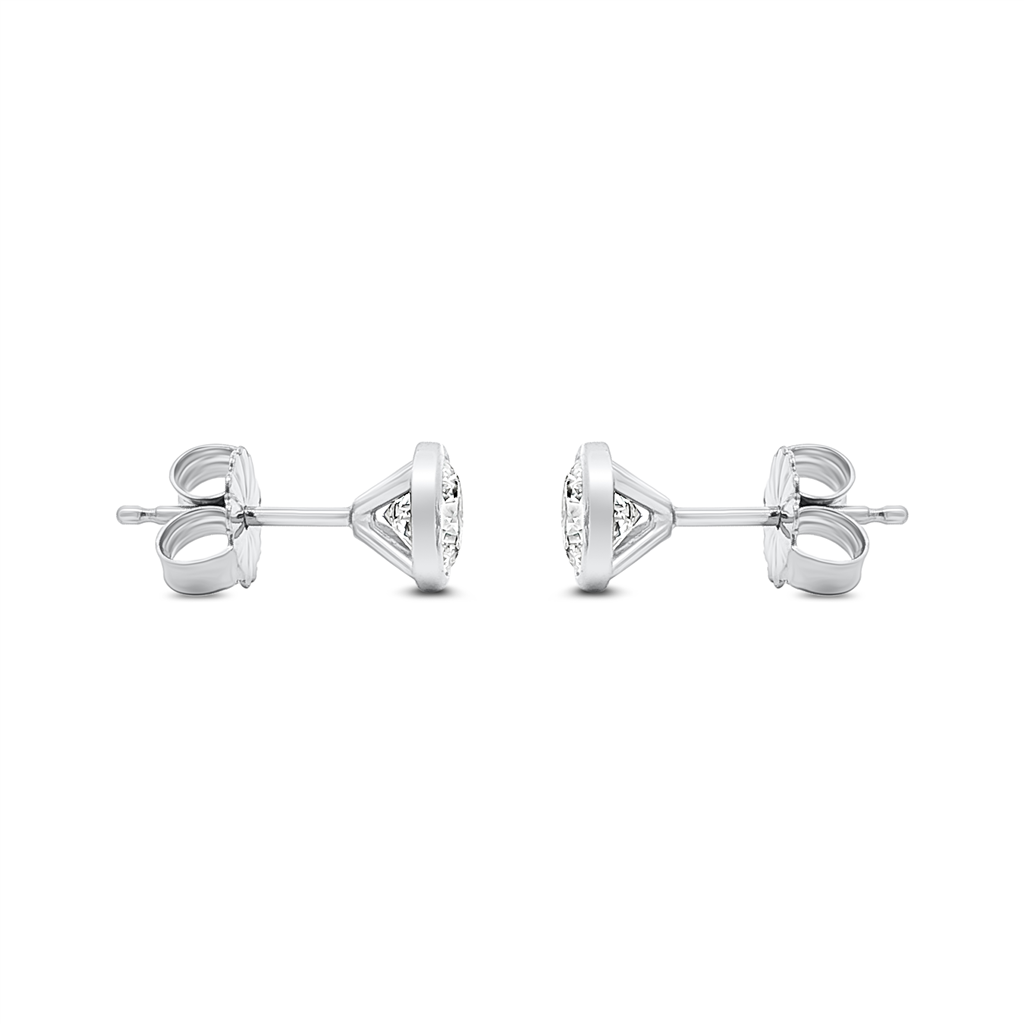 14K White Gold Lab Grown Diamond Bezel Stud Earrings – 1.03ctw.