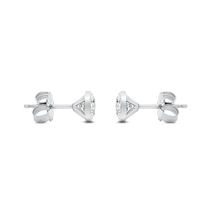 14K White Gold Bezel Set Round Lab Grown Diamond Earrings – 1.04ctw.