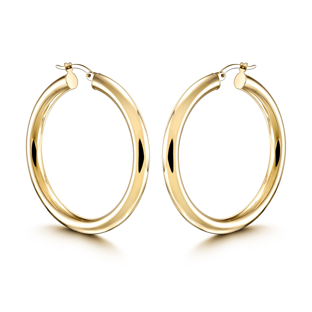 14K Yellow Gold Light Hoop Earrings (4x30mm)