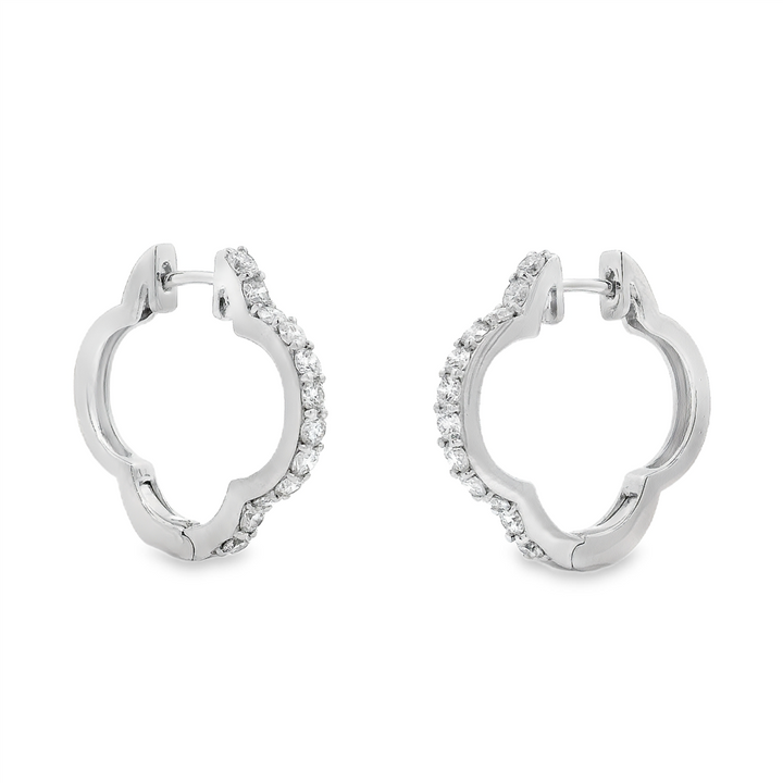 18K White Gold Natural Diamond Clover Hoop Earrings – 0.86ctw.