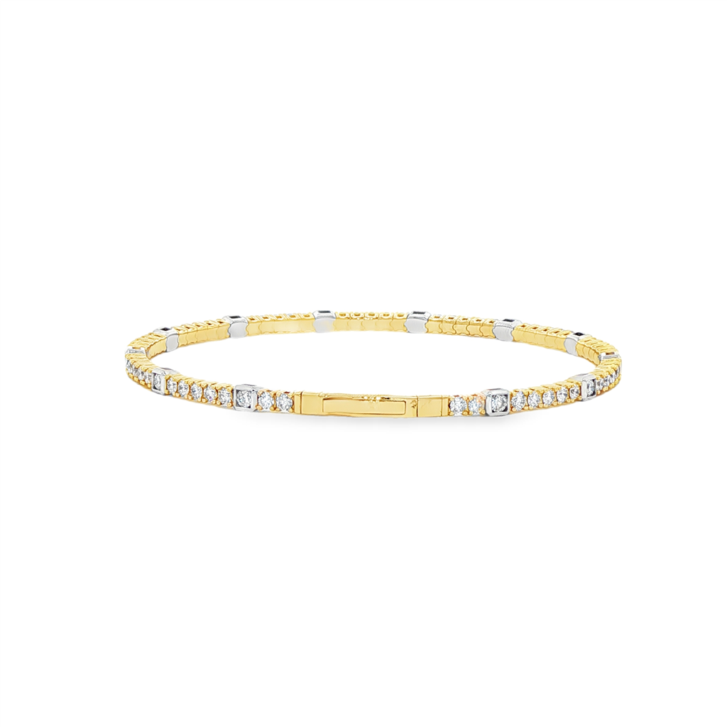 14K Yellow/White Diamond Bezel Flexi Bangle – 2.8mm, 2.10ctw, 6.8g,