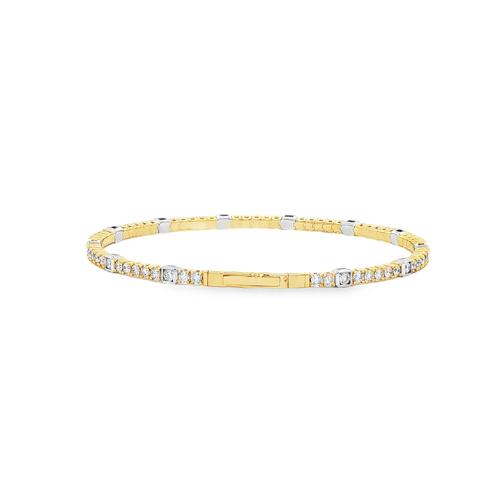 14K Yellow/White Diamond Bezel Flexi Bangle – 2.8mm, 2.10ctw, 6.8g,