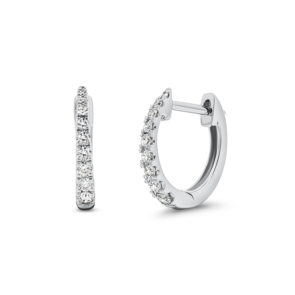 14K White Gold Natural Diamond Hoop Earrings – 0.15 CTW