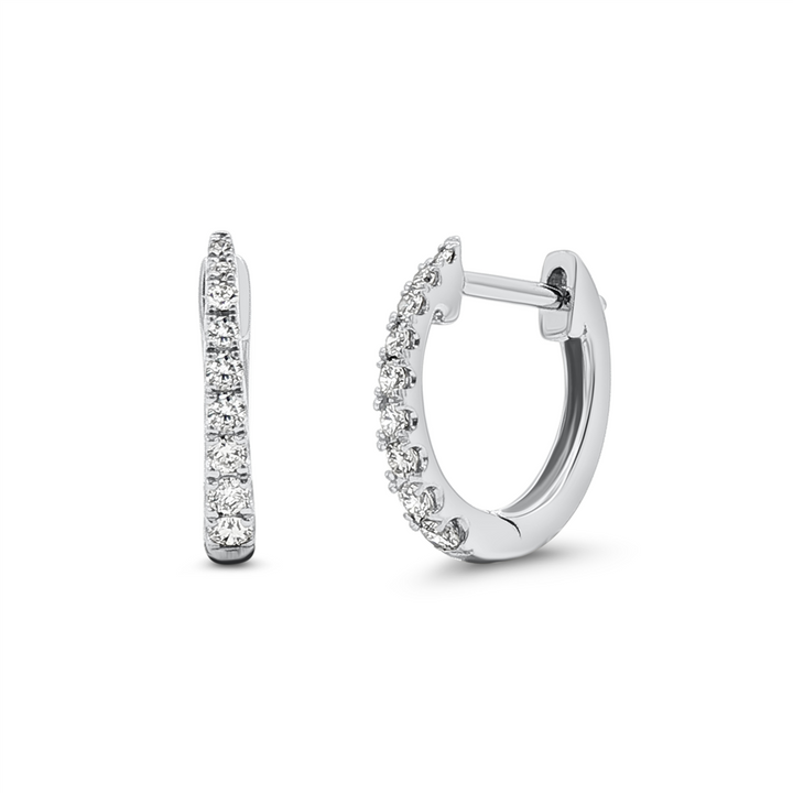 14K White Gold Natural Diamond Hoop Earrings – 0.15 CTW