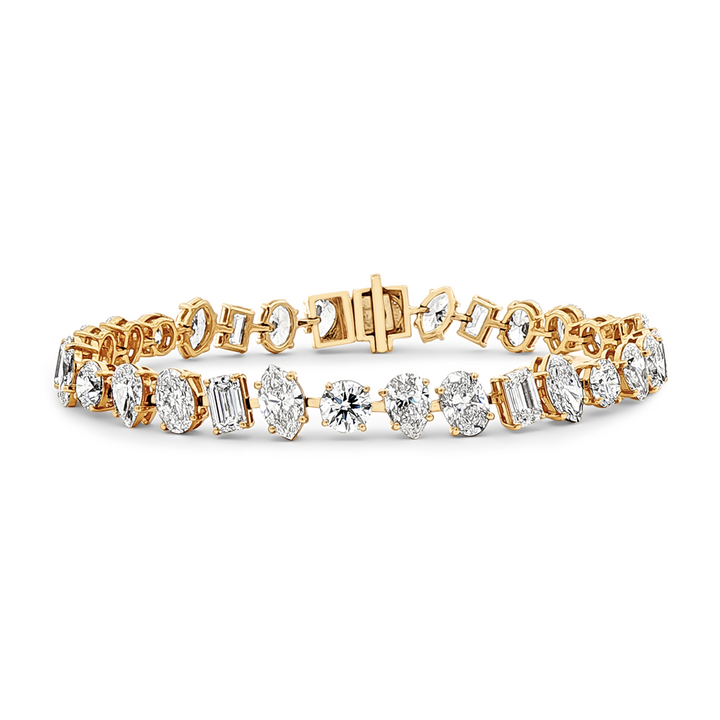 14K Yellow Gold Fancy Shape Lab Diamond Tennis Bracelet – 15.75ctw
