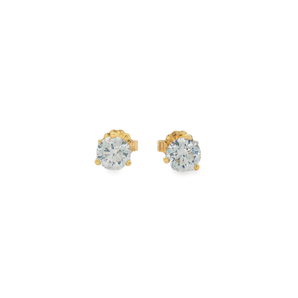 14K Yellow Gold Lab Diamond Martini Stud Earrings – 1.05ctw