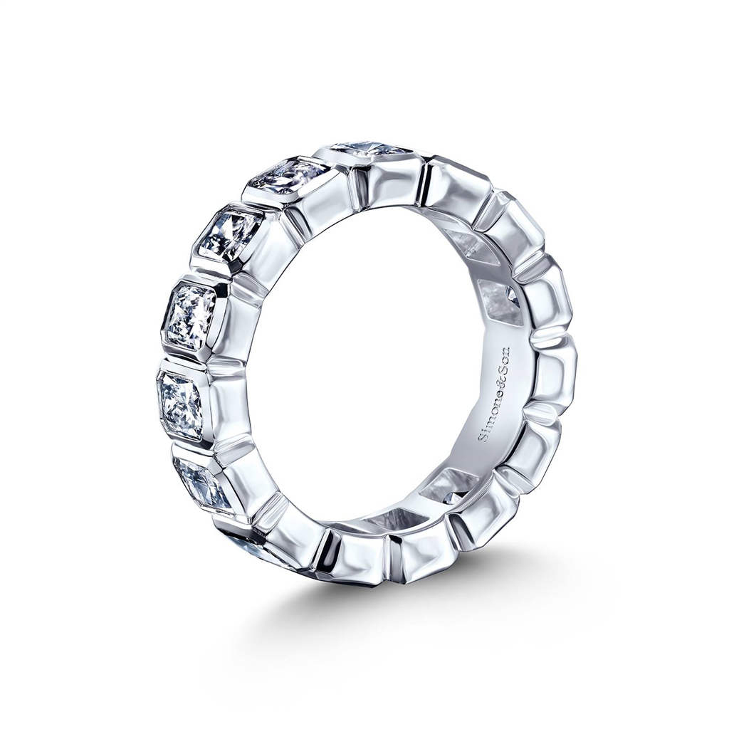 14K White Gold Radiant Cut Lab Grown Diamond Eternity Band