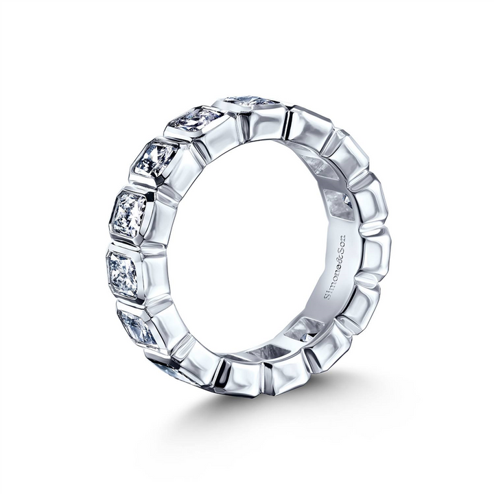 14K White Gold Radiant Cut Lab Grown Diamond Eternity Band