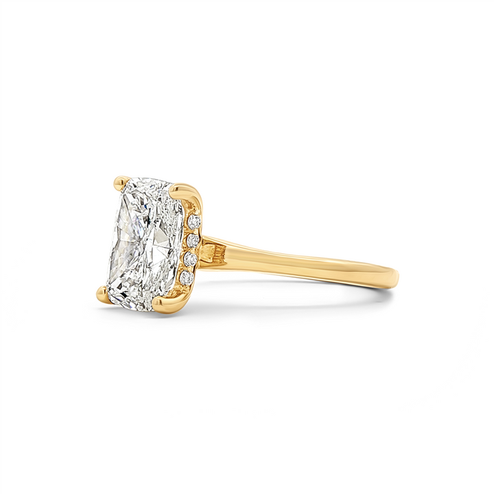14K Yellow Gold 3.01ct Lab Grown Elongated Cushion Cut Diamond Engagement Ring