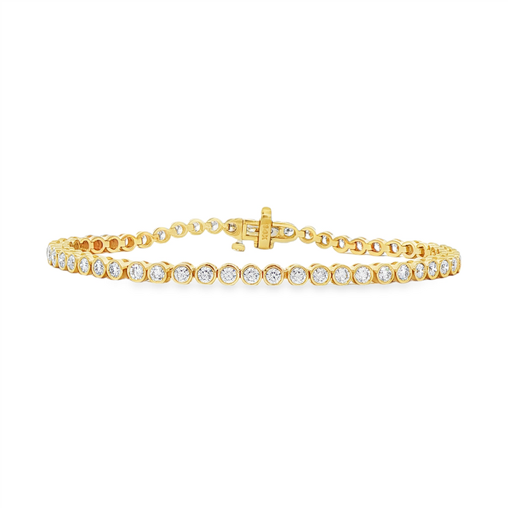14K Yellow Gold Lab-Grown Bezel Diamond Tennis Bracelet – 3.10ctw