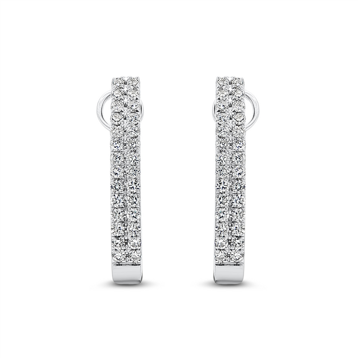18K White Gold 22x3.2mm Two-Row Natural Diamond Oval Hoop Earrings – 0.67ctw