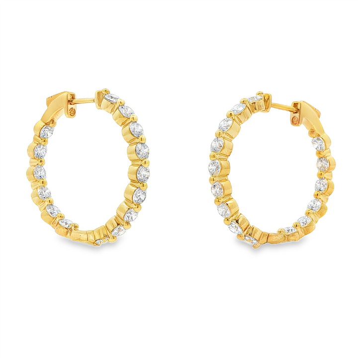 14K Yellow Gold 28mm Inside-Out Lab Grown Diamond Hoop Earrings – 3.94ctw.