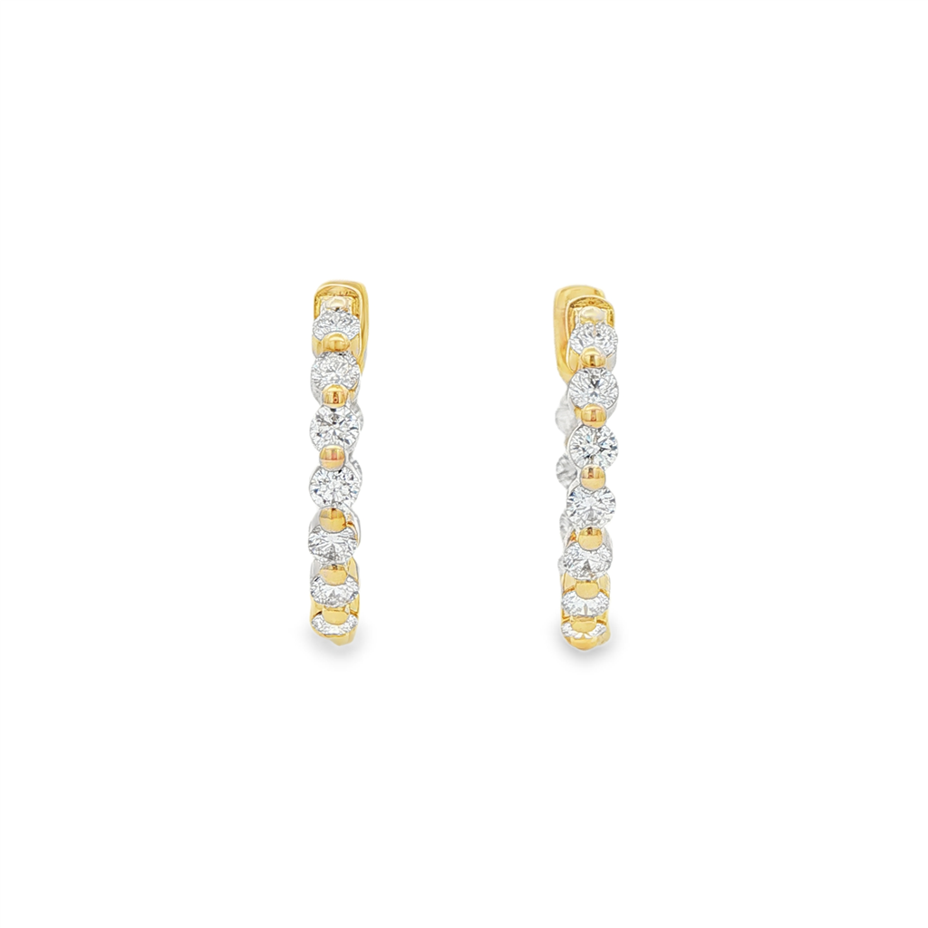 14K Yellow Gold Inside-Out Lab Diamond Hoop Earrings – 1.23ctw.