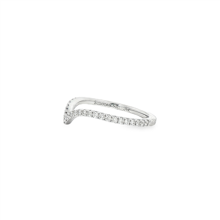 14K White Gold Natural Diamond Chevron Wedding Band – 0.26ctw.