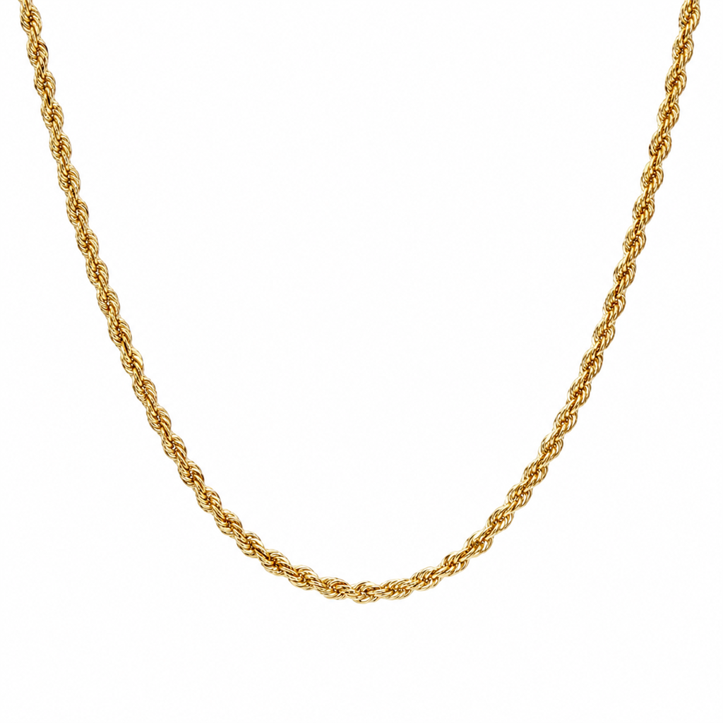 Estate 10K Yellow Gold Rope Chain Necklace – 18"