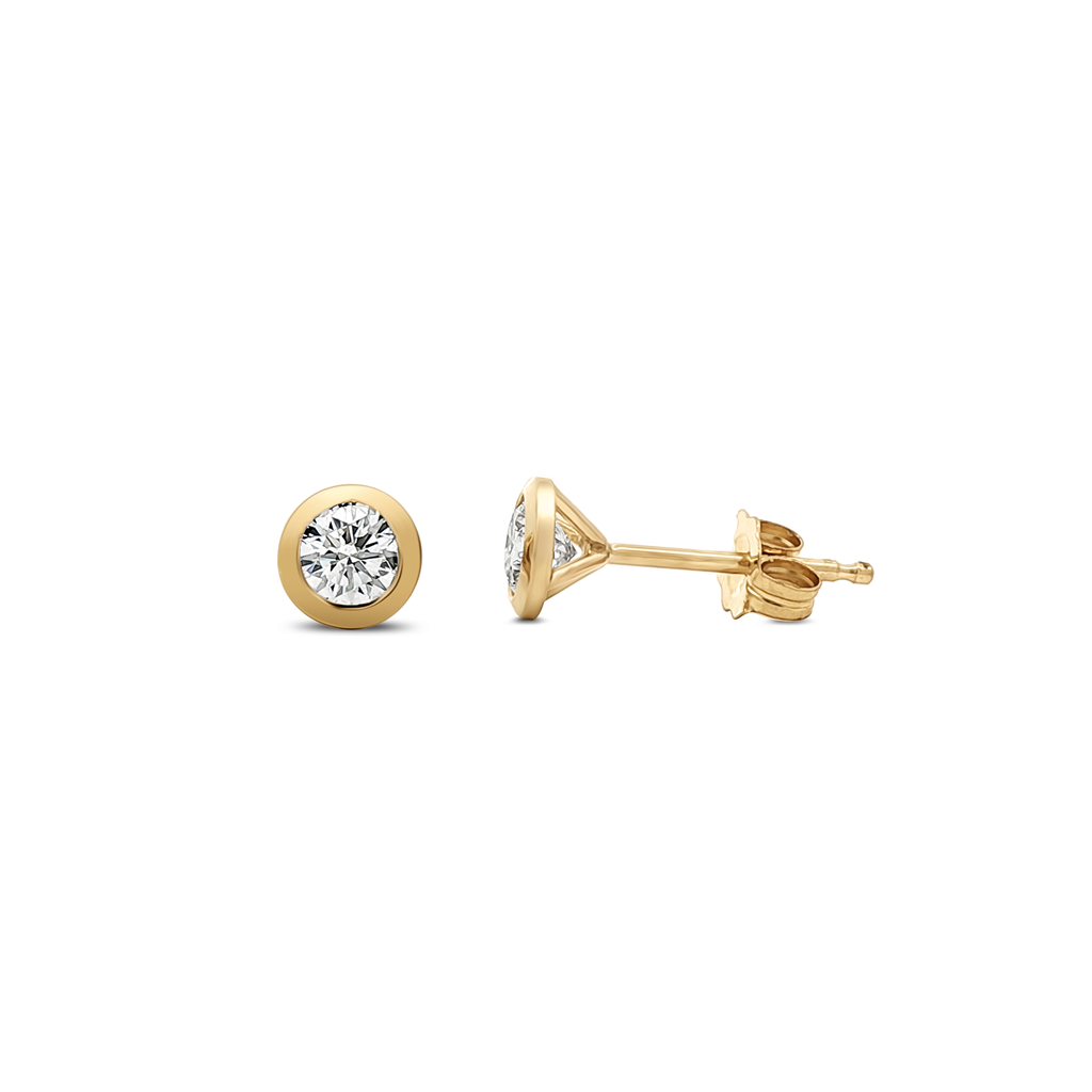 14K Yellow Gold Lab Diamond Bezel Stud Earrings – 0.77ctw, VVS2–VS1, D–E, 1g