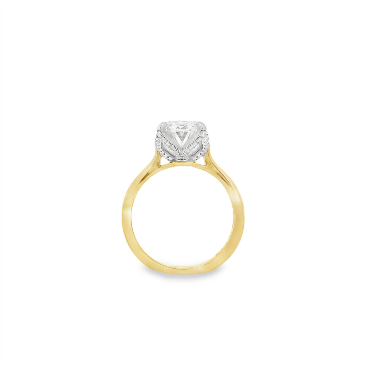 18K Yellow Gold & Platinum Diamond Leaf Prong Semi-Mount Engagement Ring – 0.51ctw.