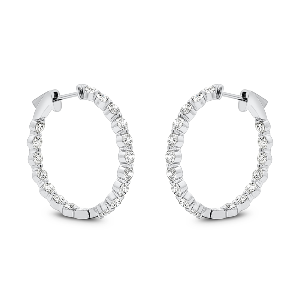 18K White Gold Natural Diamond Hoop Earrings – 2.91ctw