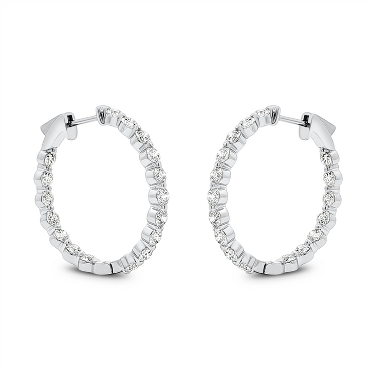 18K White Gold Natural Diamond Hoop Earrings – 2.91ctw
