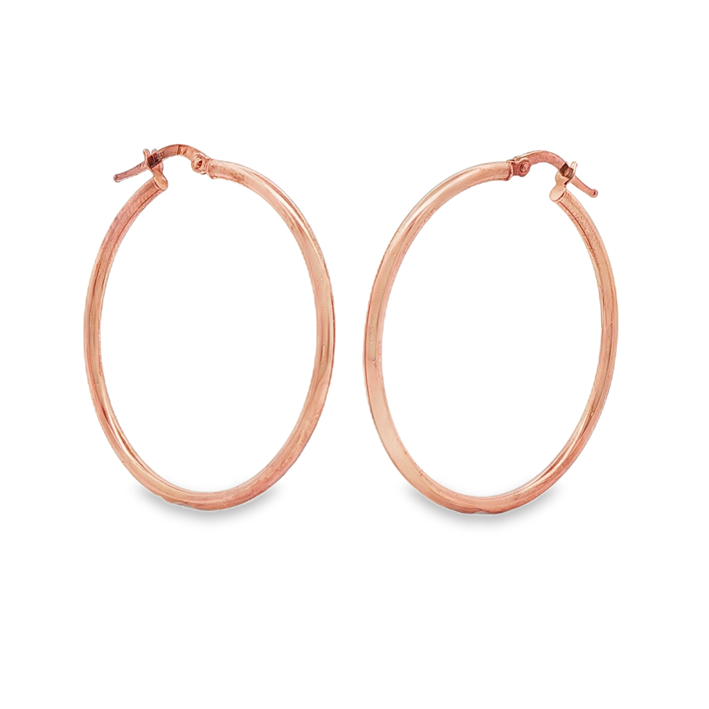 14K Rose Gold Hoop Earrings 30x2mm – 2.2g