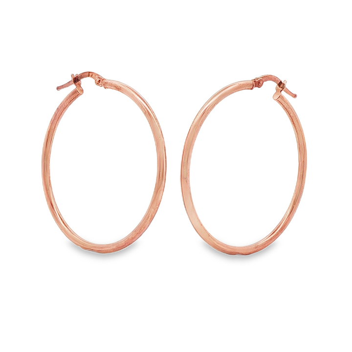 14K Rose Gold Hoop Earrings 30x2mm – 2.2g