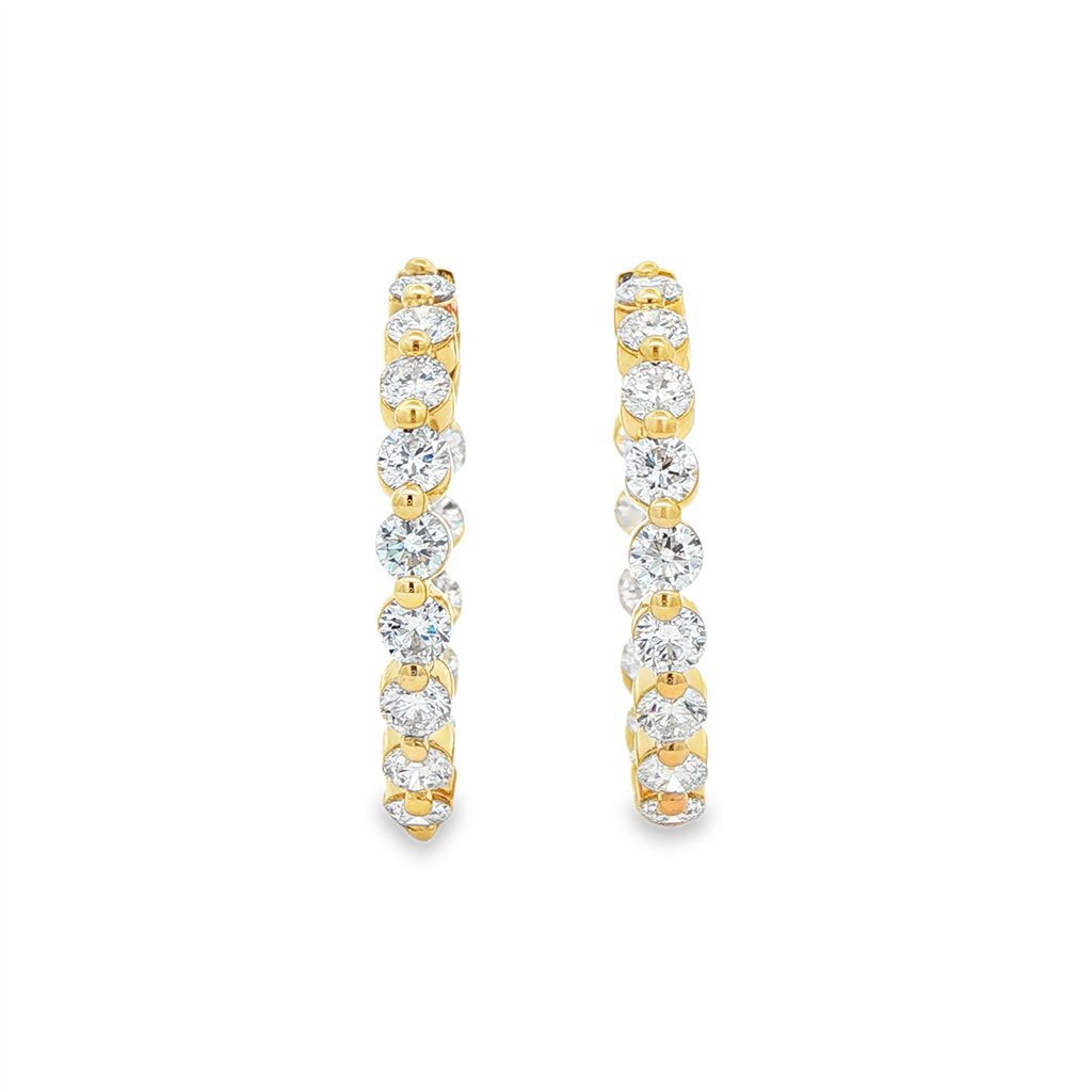 14K Yellow Gold 28mm Inside-Out Lab Grown Diamond Hoop Earrings – 3.94ctw.