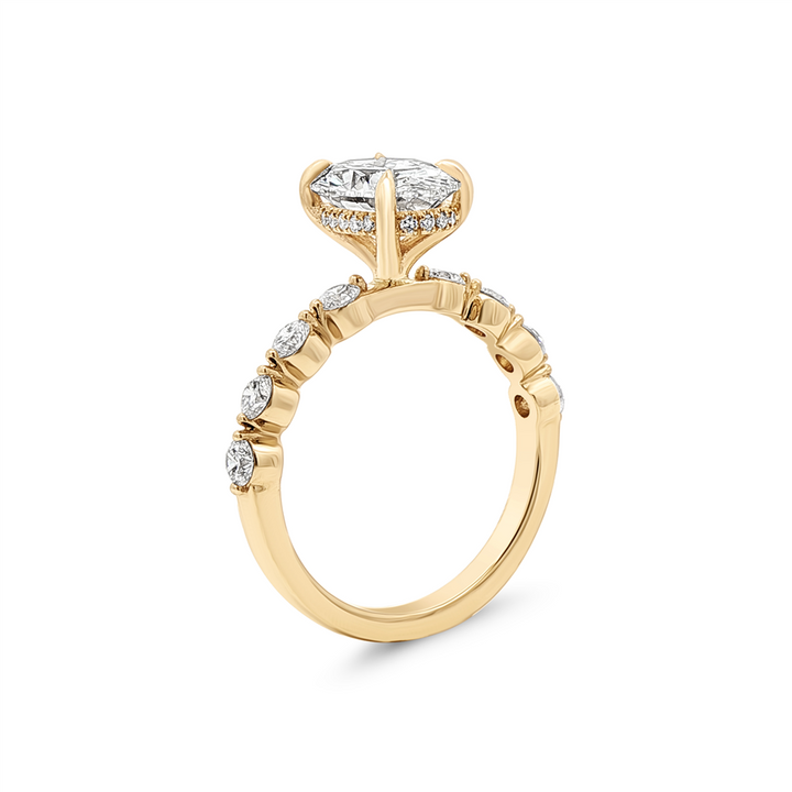 14K Yellow Gold Bubble Lab Grown Diamond Semi-Mount Engagement Ring (Oval)