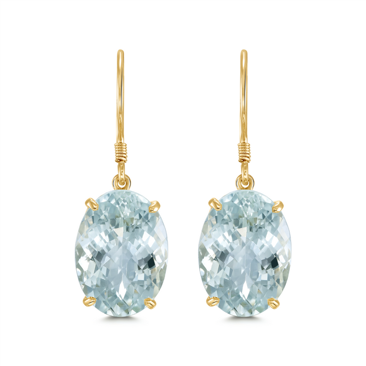 18K Yellow Gold Green Quartz Earings 20.02ctw.