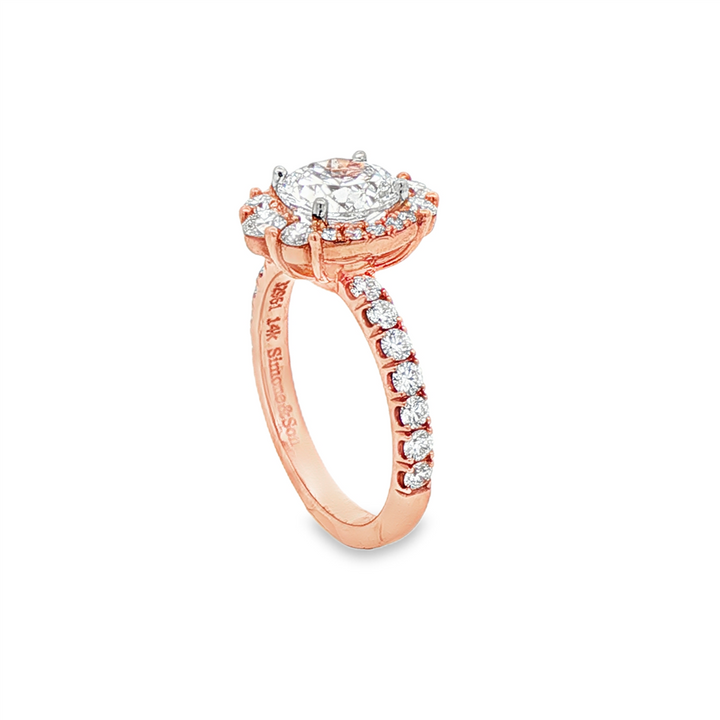 14K Rose Gold Ornate Semi-Mount Engagement Ring – 0.85ctw.