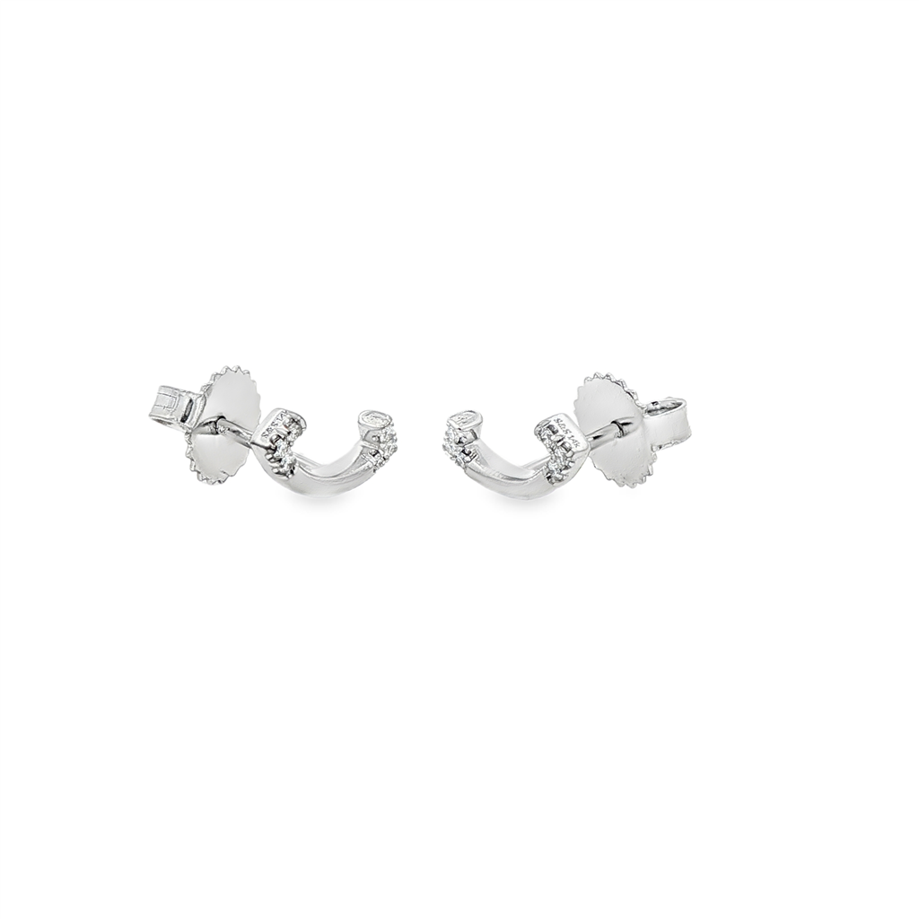 14K White Gold Mini Smile Natural Diamond Stud Earrings – 1.6g