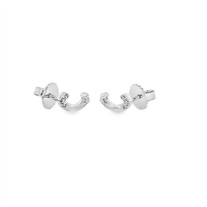 14K White Gold Mini Smile Natural Diamond Stud Earrings – 1.6g