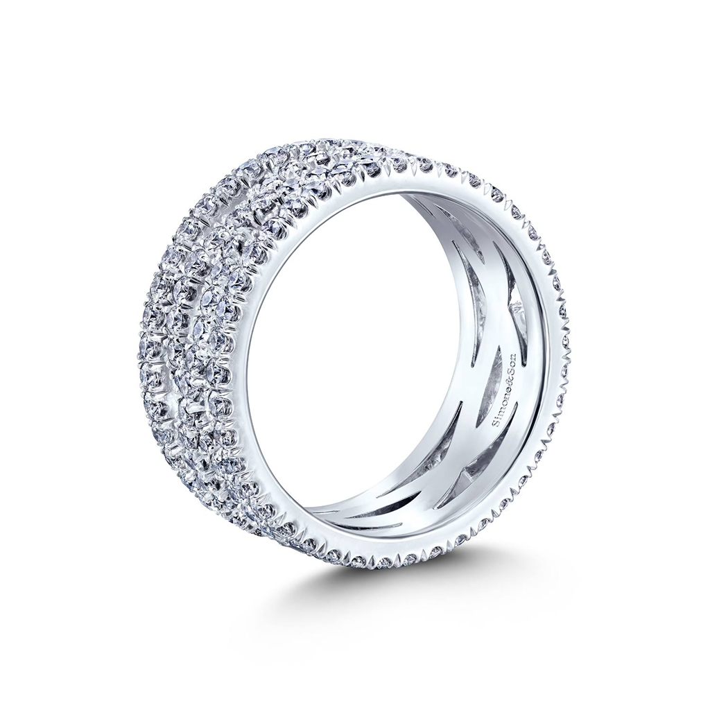 14K White Gold Twist/Straight Diamond Band – 1.76ctw.