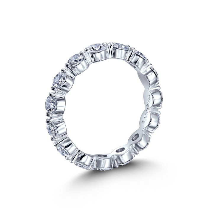 14K White Gold Bubble Shared Prong Natural Diamond Wedding Band 1.57ctw.