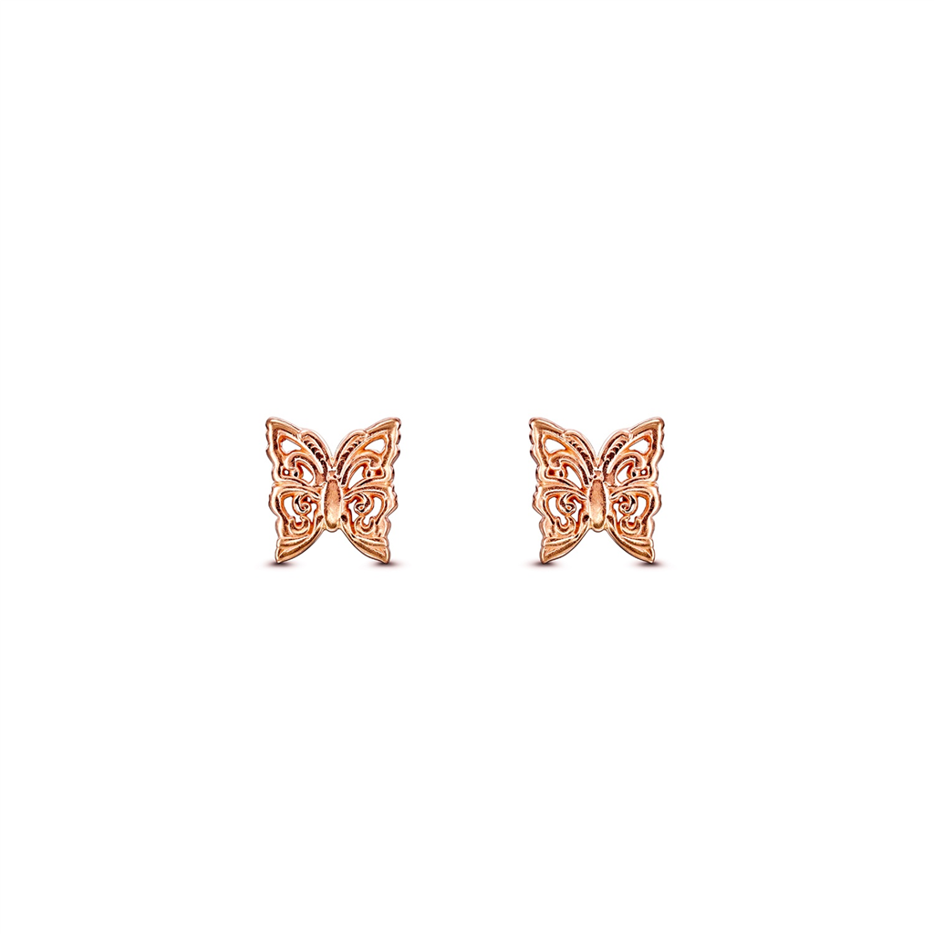 14K Rose Gold Butterfly Studs