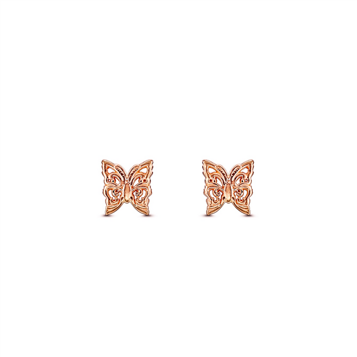 14K Rose Gold Butterfly Studs