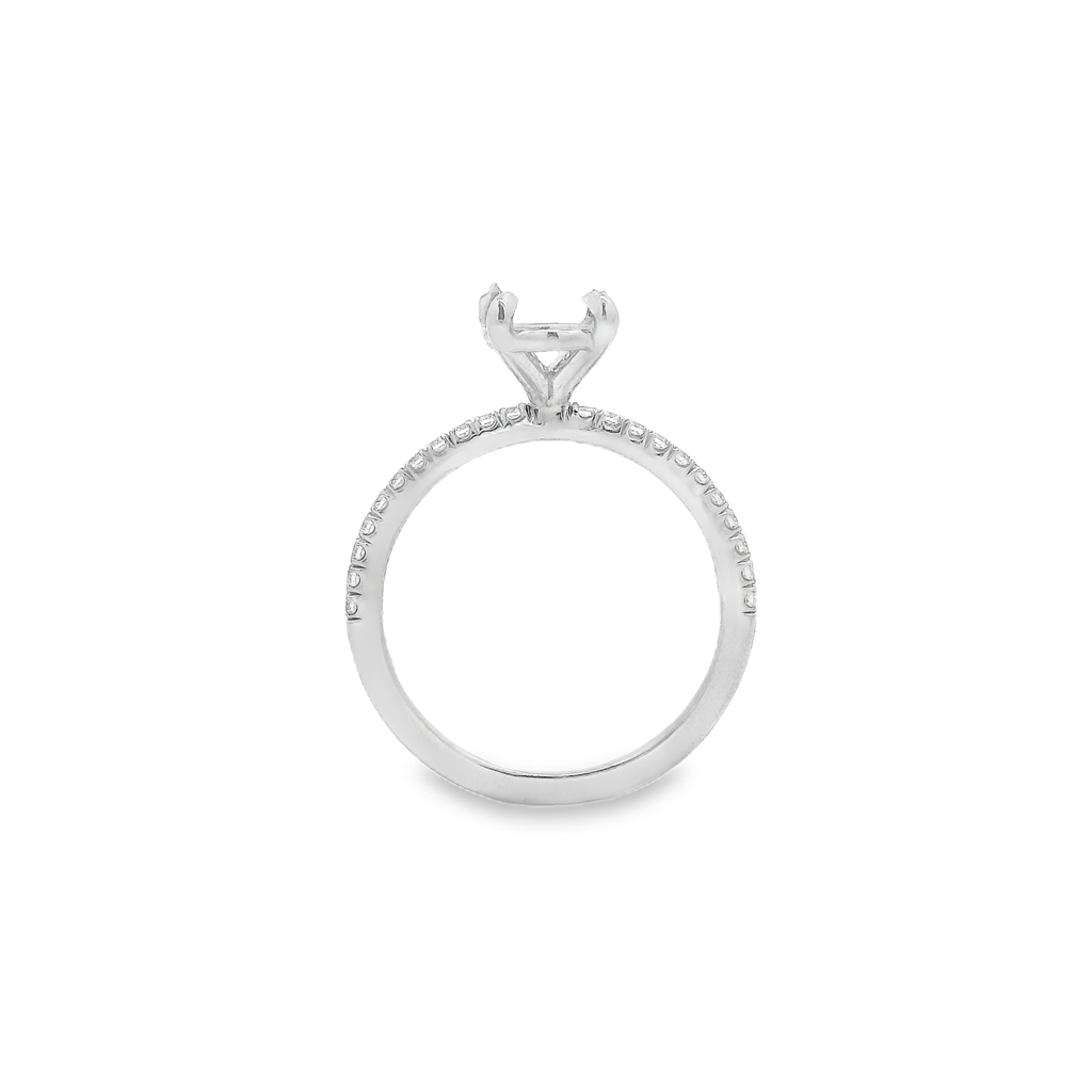 14K White Gold Natural Diamond Semi-Mount Engagement Ring – 0.17ctw.