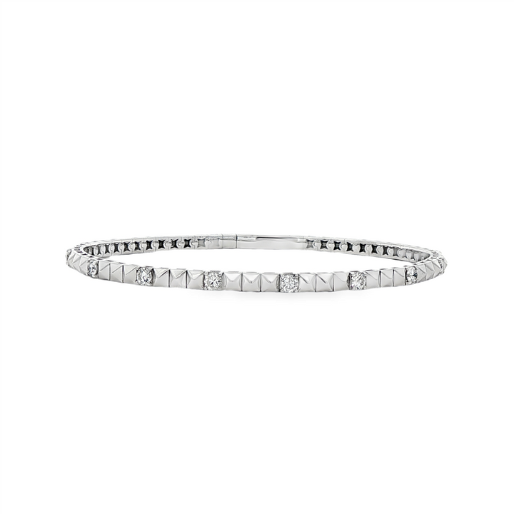 14K White Gold 3-Studded Diamond Flexi Bangle – 1.05ctw.