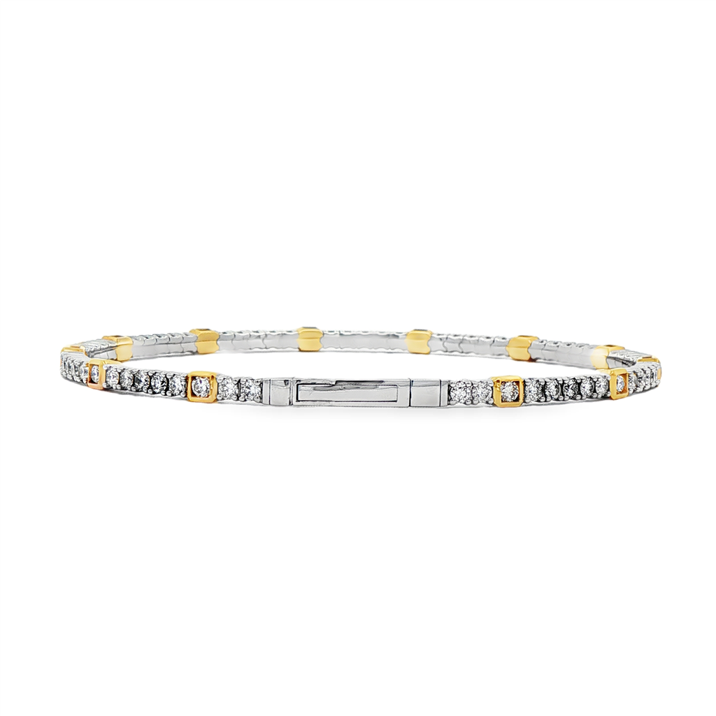 14K White Gold Flexi Bangle with Yellow Gold Bezel – 2.10ctw.