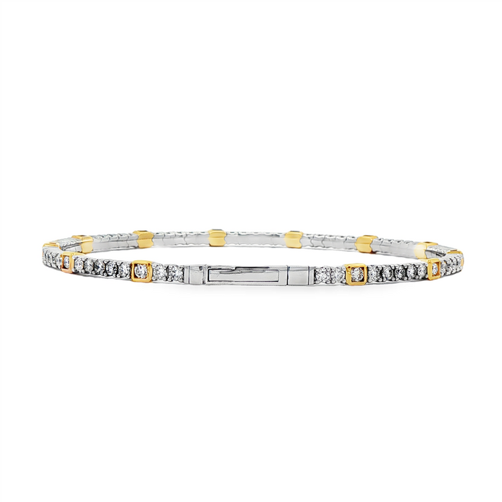 14K White Gold Flexi Bangle with Yellow Gold Bezel – 2.00ctw.