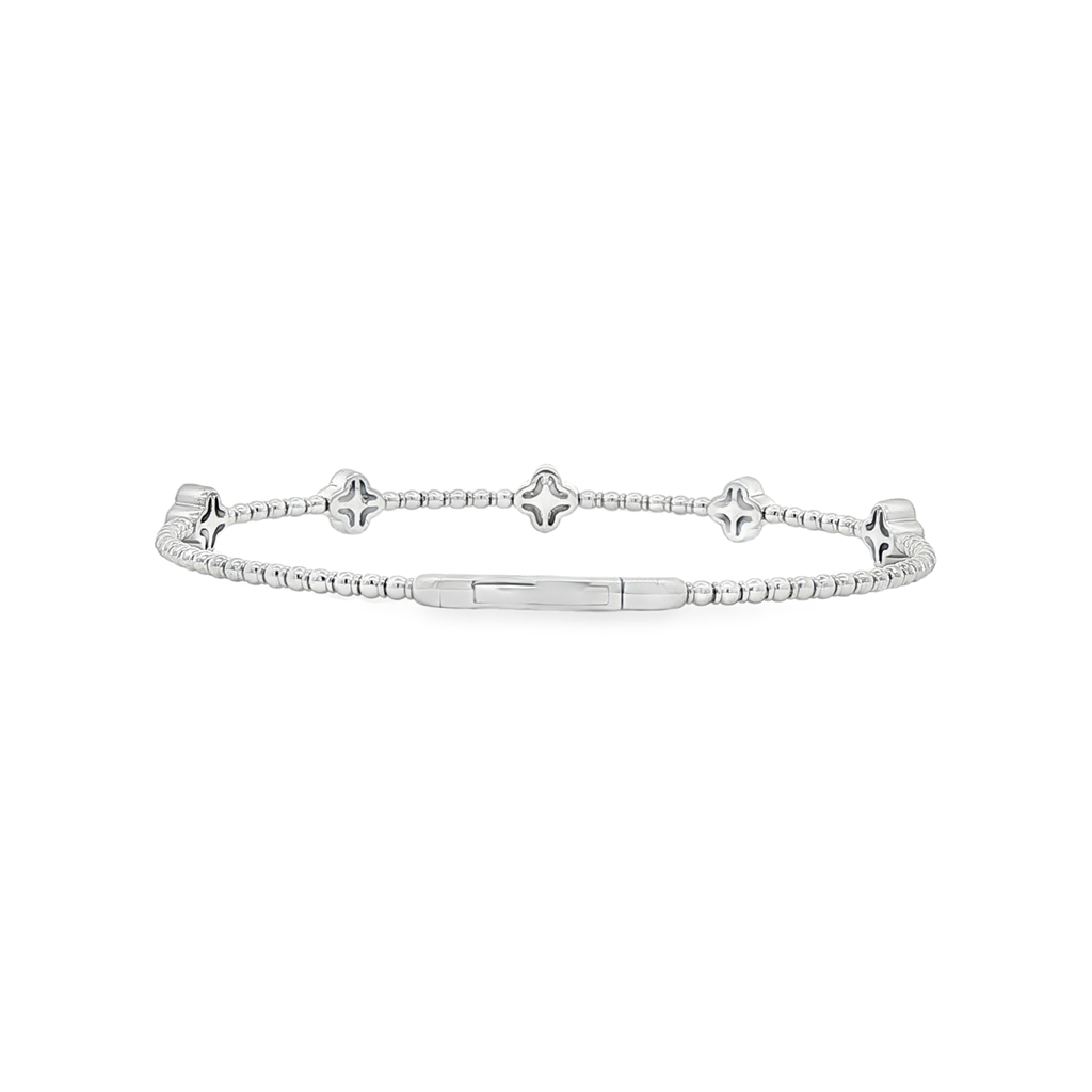 14K White Gold Natural Diamond & Sapphire Flower Flexi Bracelet – 0.65ctw, 5.8g