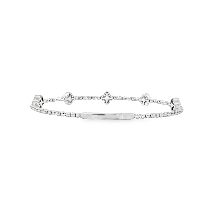 14K White Gold Natural Diamond & Sapphire Flower Flexi Bracelet – 0.65ctw, 5.8g