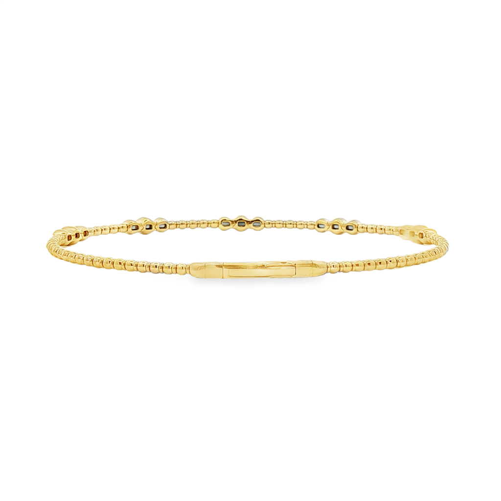 14K Yellow Gold 3-Bezel Flexi Diamond Bangle – 7", 0.50ctw, 5.7g